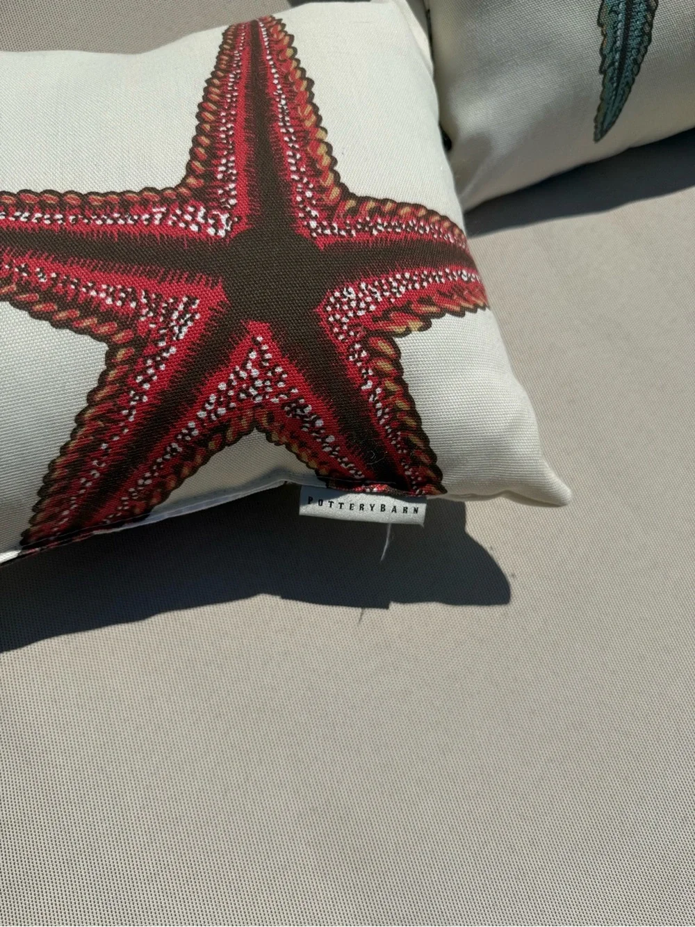 Pottery Barn Starfish Accent Pillow - Red and Blue -